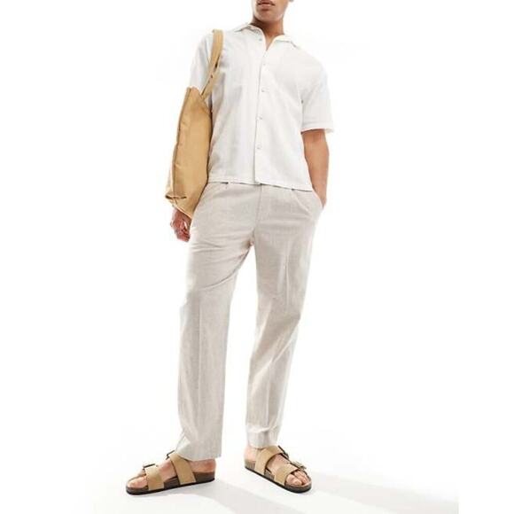 Abercrombie & Fitch Men's Linen Blend Pleated Loose Fit Pull On Pants Size XS - Picture 1 of 8